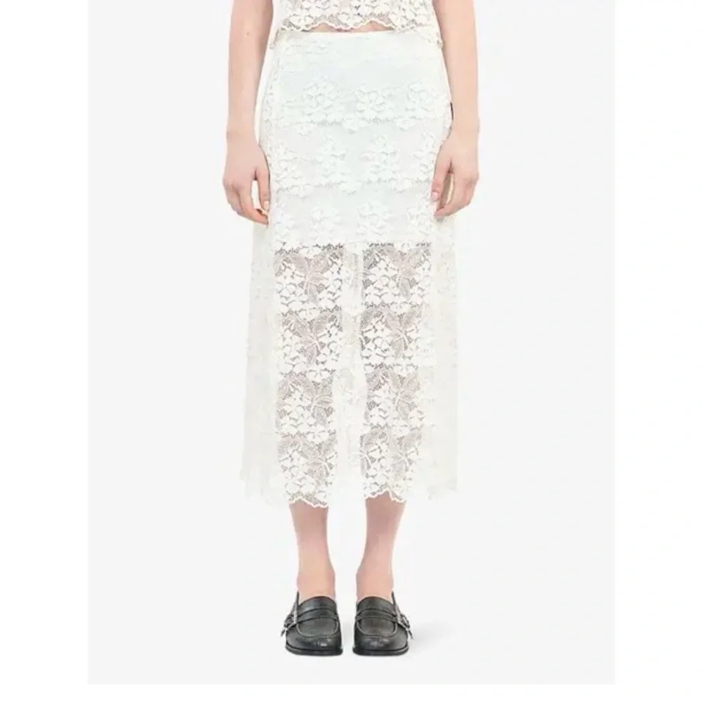 $325 The Kooples ivory cream lace overlay Maxi Skirt NWT vintage inspired size 6 - Picture 4 of 5